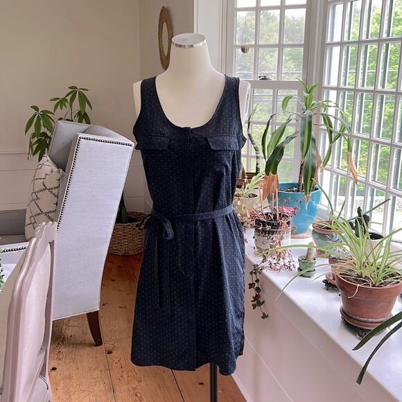 Gap Blue w/ Geen Dots button Down Dress- XS - Picture 1 of 9